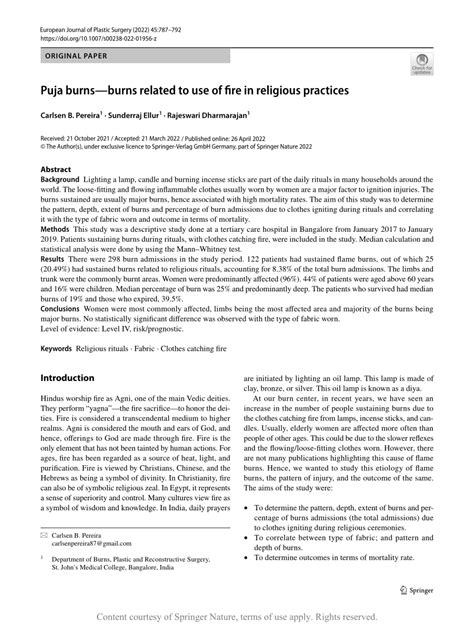 Puja burns—burns related to use of fire in religious practices.